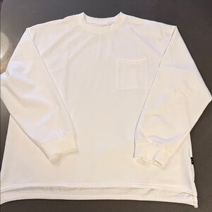 New Men's White Long Sleeve Oversized Cotton Shirt with Pocket
